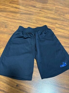 Puma Black Athletic Shorts with Blue Logo